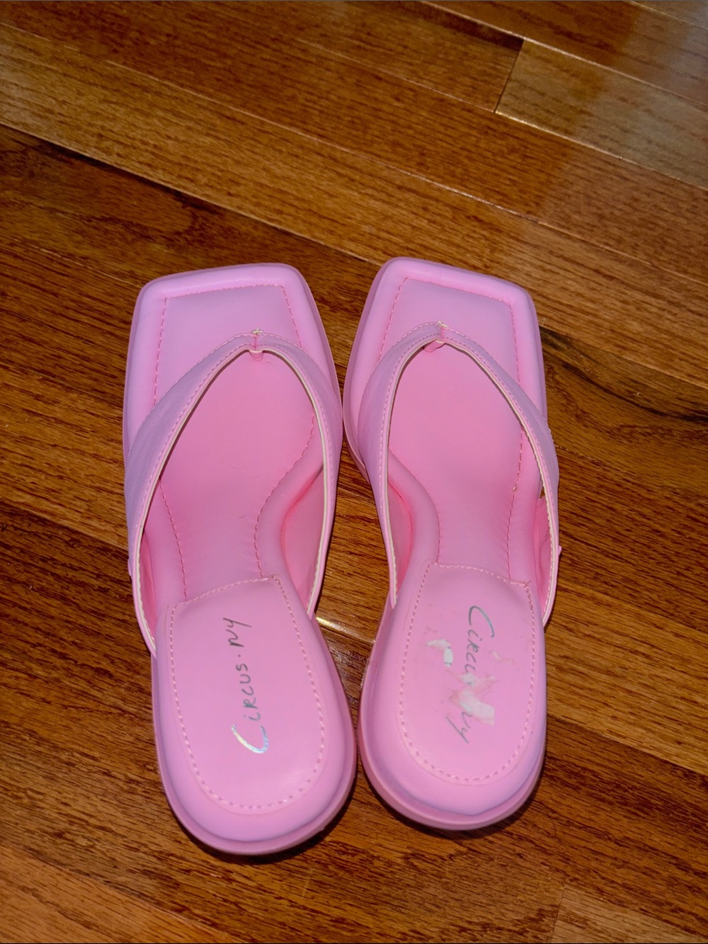 Circus by Sam Edelman Pink Square Toe Flip Flop Frances Heeled Sandal Size 6.5 - Picture 5 of 7